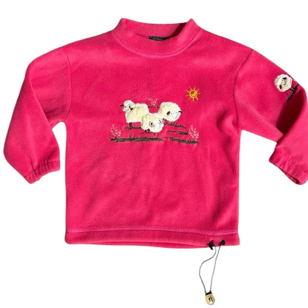 Shire Classics Fleece Lamb Sheep Design Countrywear‎ Fuschia Pullover Sweatshirt